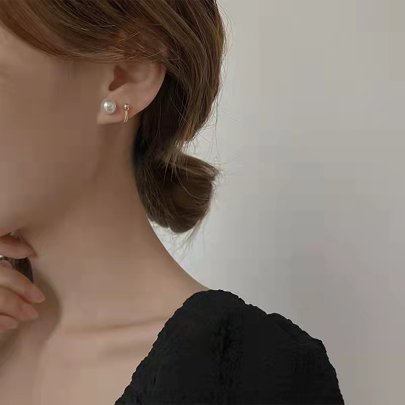 cod☜☞ready ladies accesories earrings Fashion aksesoris wanita gaya Korea jarum perak 925 sederhana retro logam anting manik bulat kecil lagilaku