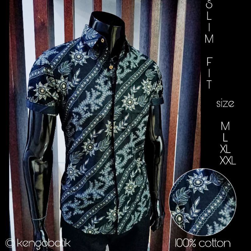 (GANBARU) KEMEJA BATIK PRIA LENGAN PENDEK SLIM FIT PREMIUM | S188210