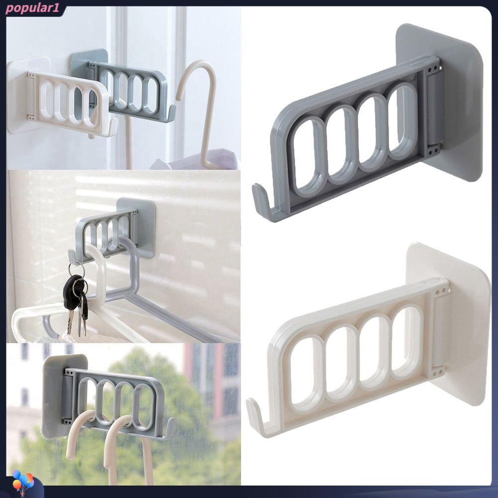 POPULAR Foldable Multifunctional Hanger Wall Mounted Storage Swivel Hook 4 Hole Clothes Hook Strong Adhesive Bathroom Wall Door Rotate Clothes Stand Plastic Seamless Stickers/Multicolor