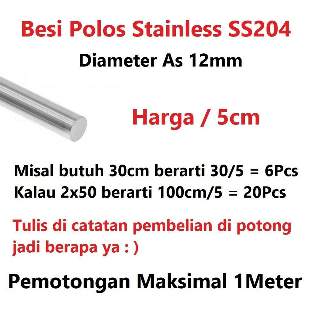 [HAEBOT] Besi Polos Linear Shaft As 12mm Stainless Steel CNC 3D Printer Smooth Rod Harga 5cm SS 204 Mekanik Part Slider Batang