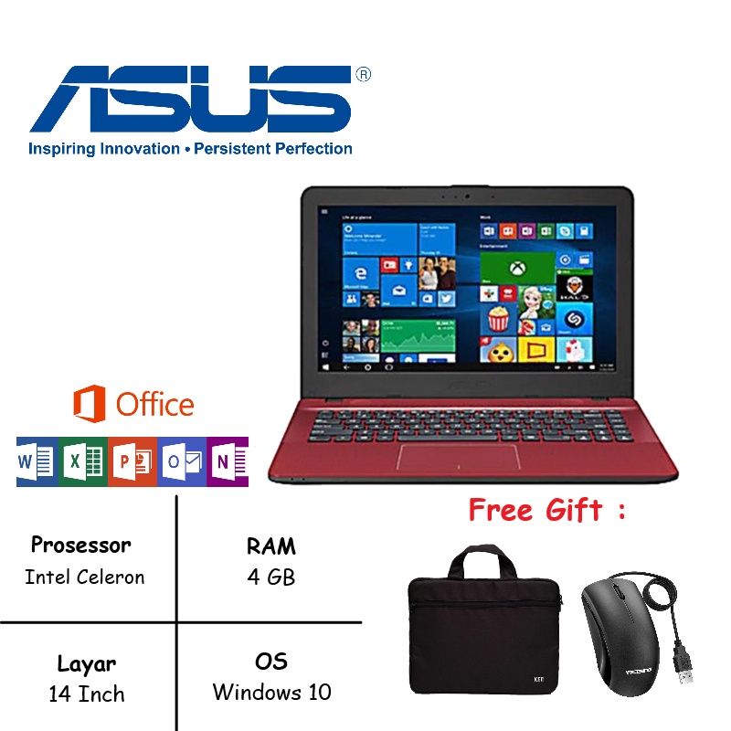 [FREE TAS/MOUSE] LAPTOP ASUS INTEL CELERON DUAL CORE AMD RAM 8GB WIN 10