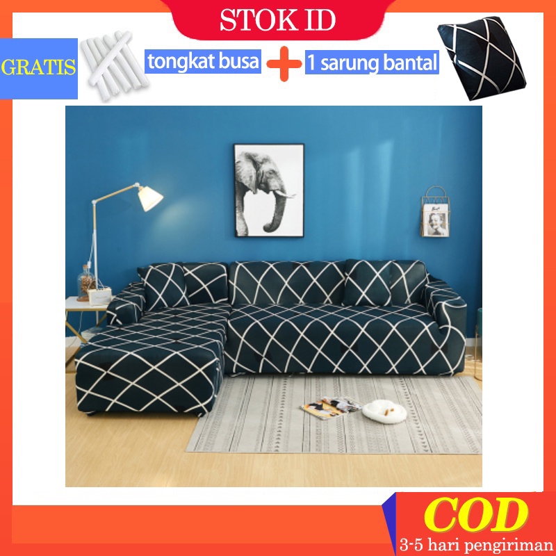 [Gratis Ongkir] Cover Sofa Sarung Sofa 1/2/3/4 Seater Sofa Cover Elastic Sarung bantal sofa Cushion Protector Cover D H I F