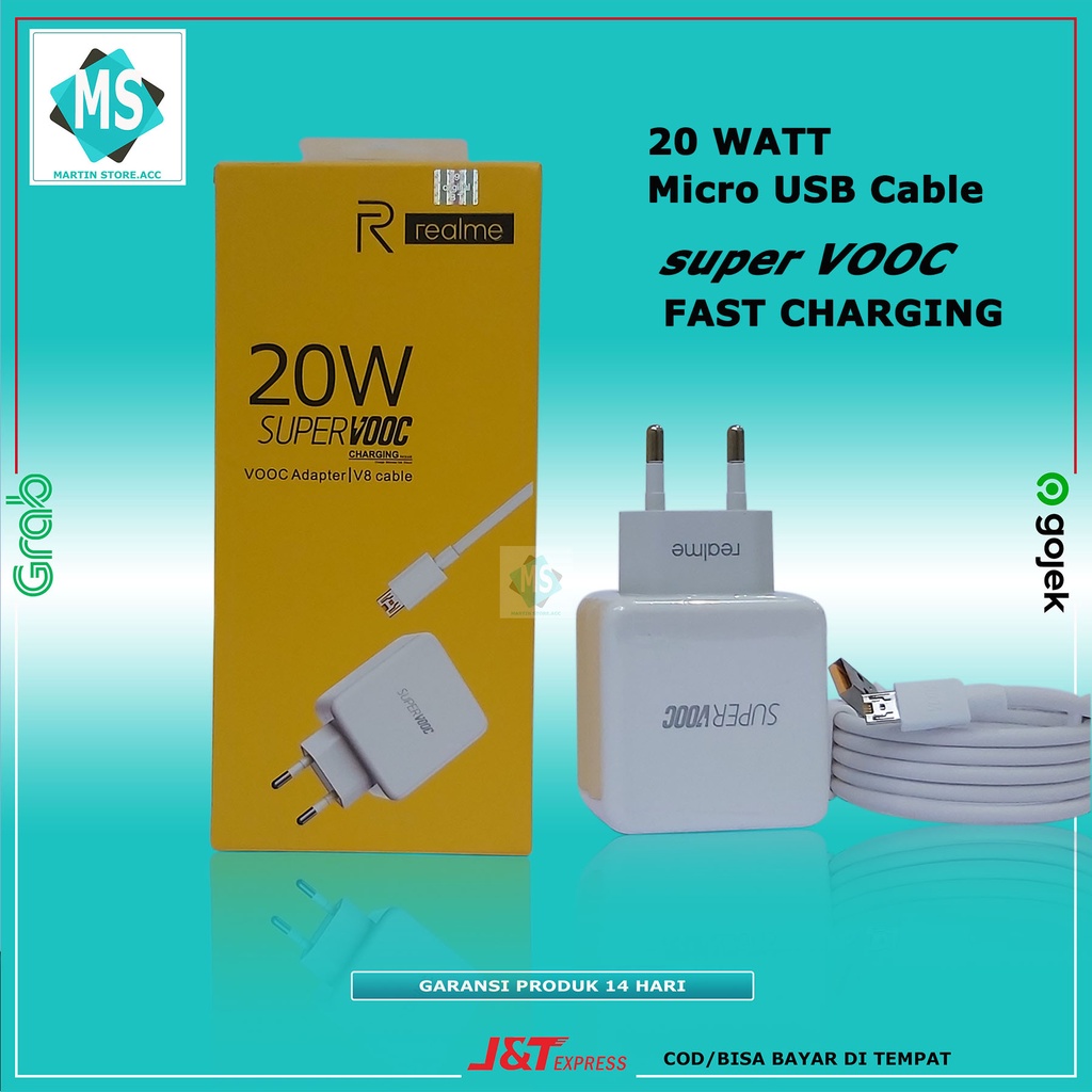 CHARGER REALME ORIGINAL 20W SUPER VOOC Micro USB Support hp realme 1 2 3 5 Pro C1 C1 U1 U2 dll