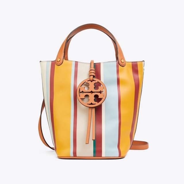 TORY BURCH MILLER STRIPE BUCKET BAG