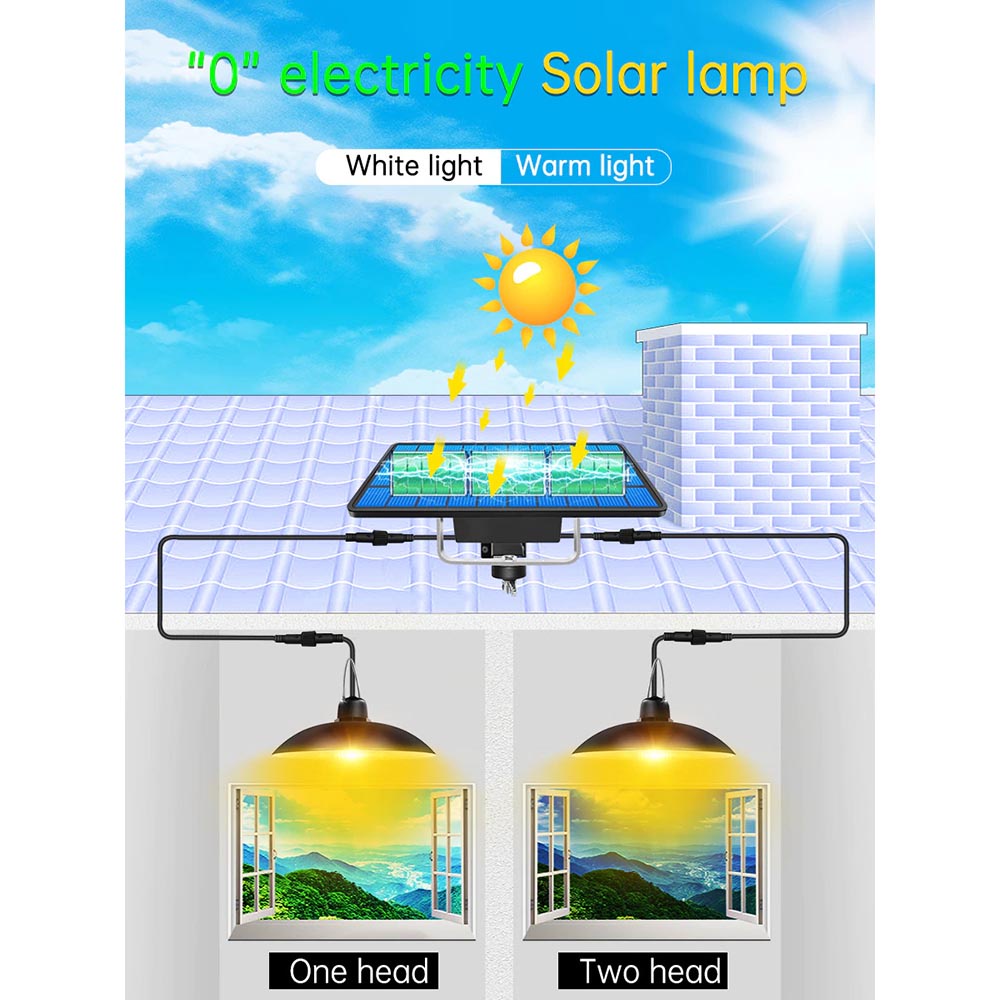 Lampu LED Solar Panel Outdoor Waterproof Two Light Cool White - KJ192 - Black