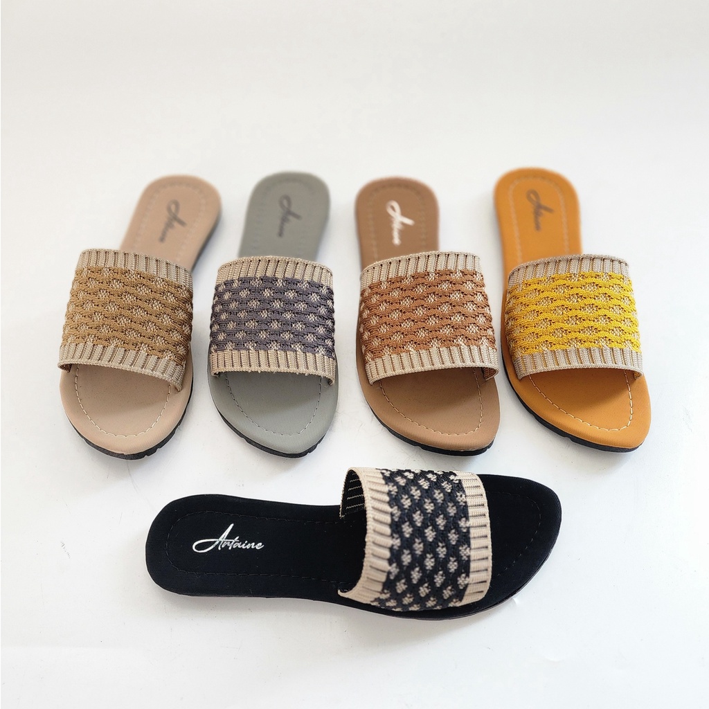 ARLAINE - SALMA sandal teplek wanita / sandal slip on / sandal rajut / sandal anti slip / sendal teplek wanita import