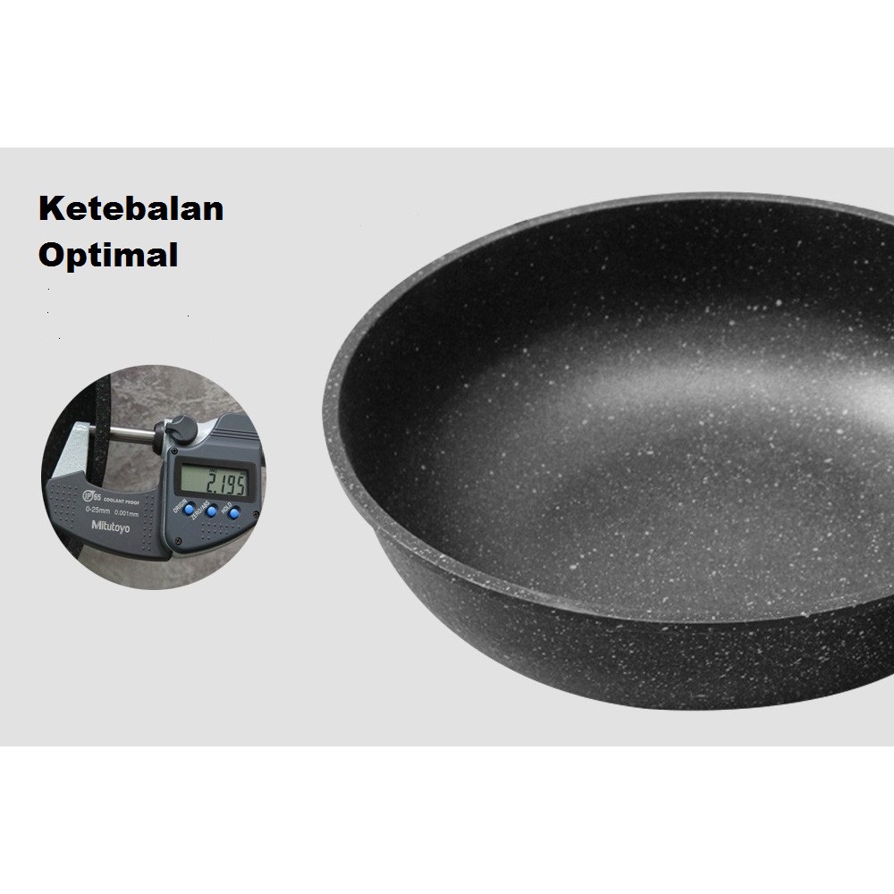 Sunhouse SBDS30 Marble Frying Pan Wok Anti Lengket Hitam 30 cm 1 Pcs