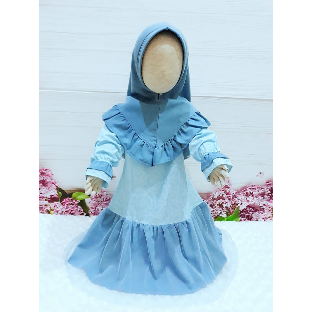 gamis anak perempuan flower blue