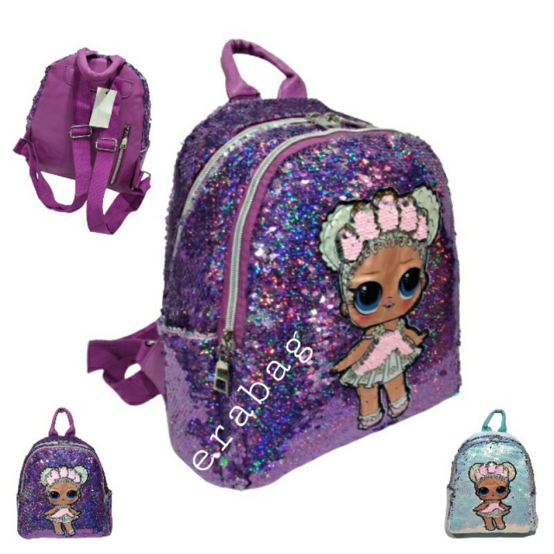 Tas sekolah anak cewe LOL Lampu LED Usap Sequin 9113B