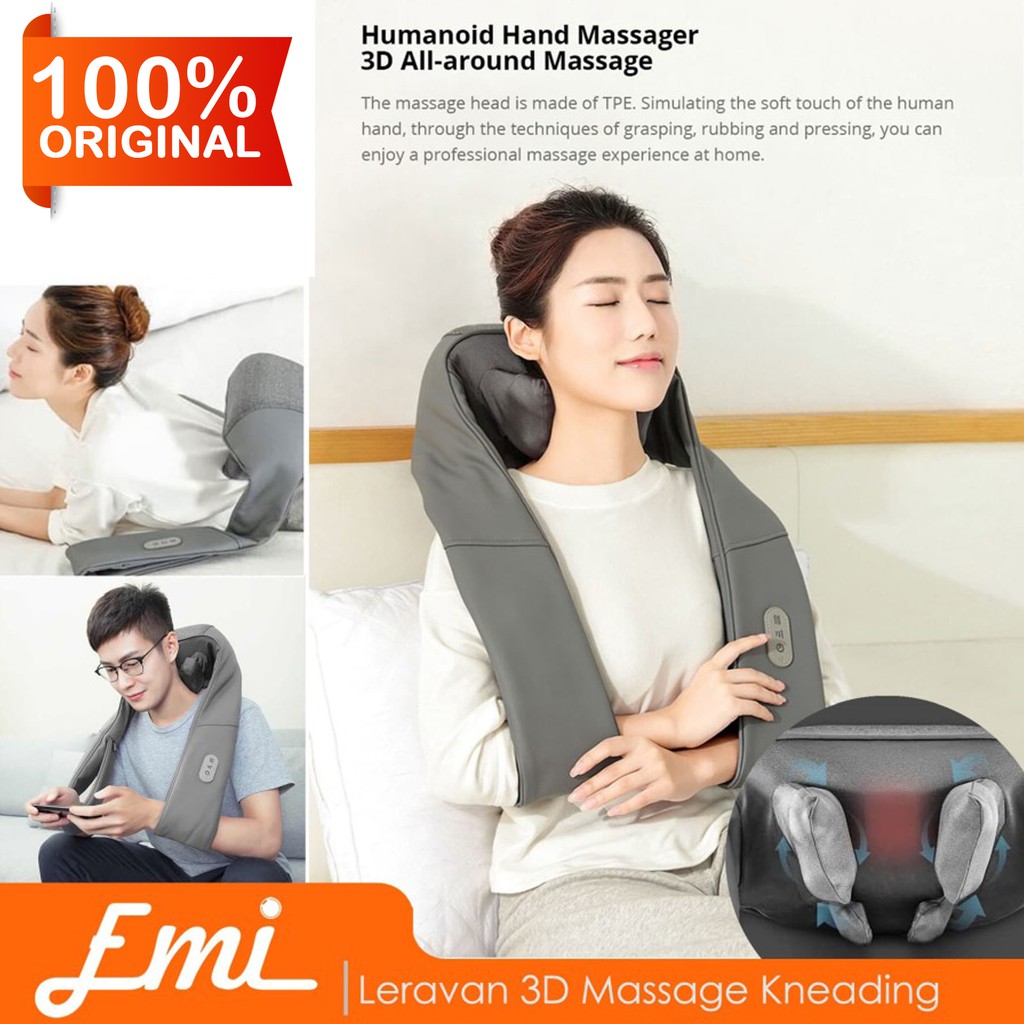 Leravan 3D Massage Alat Pijat Leher Kneading Shawl PTC heating