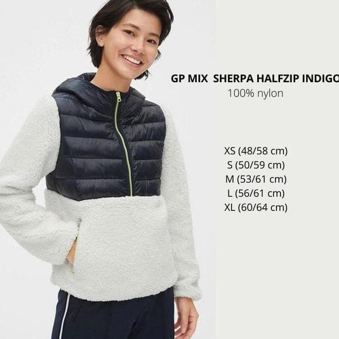 Jaket Branded Wanita - Gap Mix Sherpa Halfzip Indigo Lowienjan24
