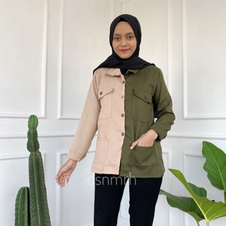 HELN TWOTONE JAKET KEMEJA  TWOTONE KEMEJA  DUA  WARNA  