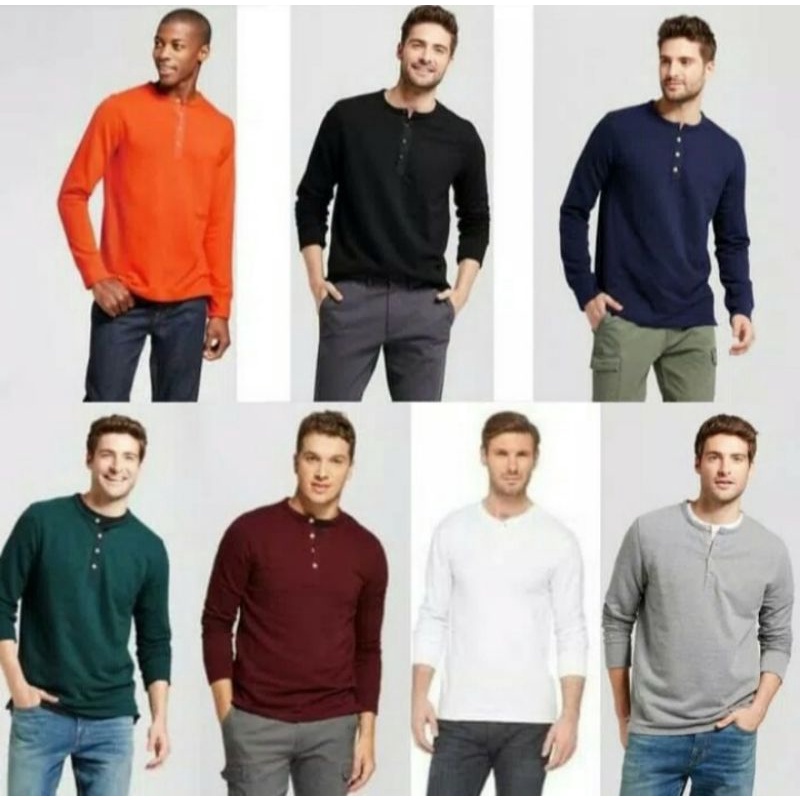 KAOS HENLEY GOODFELLOW PRIA KAOS LENGAN PANJANG BIGSIZE PRIA