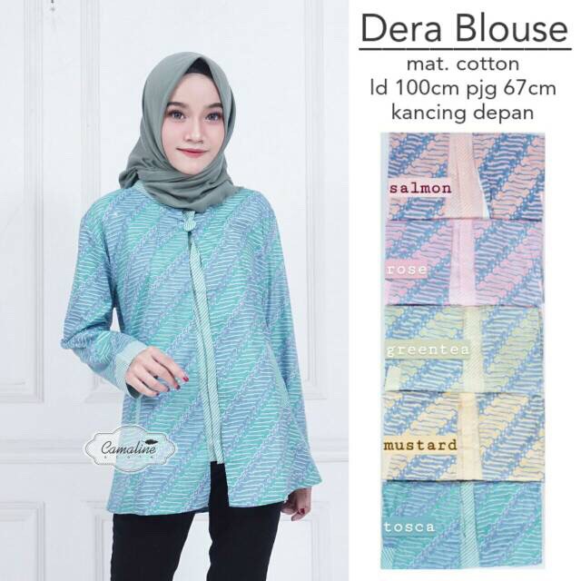 Dera Blouse Blus Layer Pastel Soft Atasan Batik Modern Casual Kerja Seragam Kantor Muslim Cantik