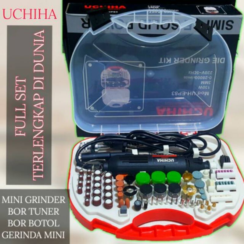 Mesin Bor Mini Die Grinder UCHIHA Bor Tuner Kikir Ukir Botol Fullset