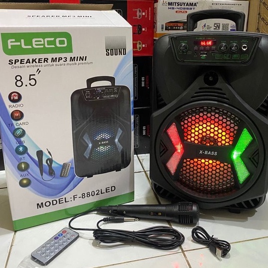 BONUS SPEAKER BLUETOOTH MIC KARAOKE LED F-8802LED /F8801LED 8,5 REMOTE/MIC