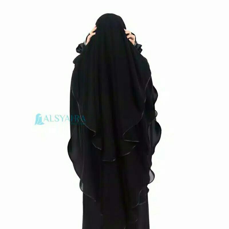 Niqab Yaman 2 Layer Bisban Size L Sifon Silk Jetblack Alsyahra Exclusive