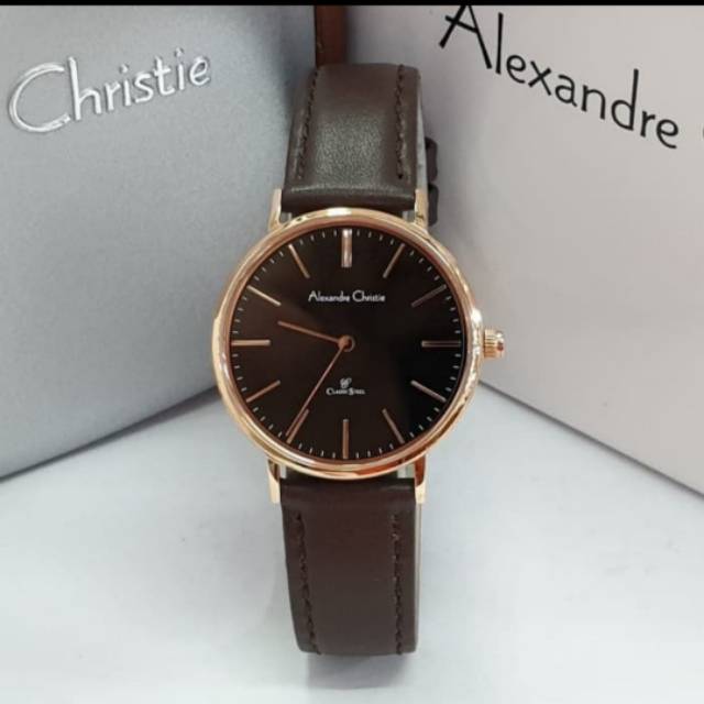 ALEXANDRE CHRISTIE AC 8625 LADIES ROSE DIAL BLACK.ORIGINAL BERGARANSI RESMI 1TH.