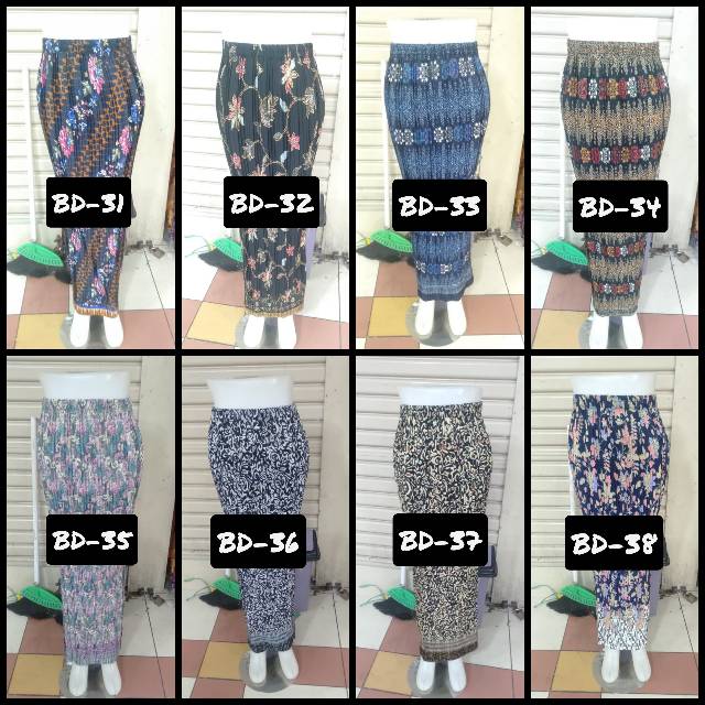 ROK PLISKET BATIK//BAWAHAN KEBAYA//ROK BATIK JUMBO//TERLENGKAP 38 MOTIF