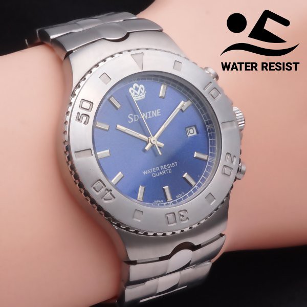 Jam Tangan Pria Original SD-NINE Full Stainless Steel Water Resist Anti Air Model Tag Diameter Kecil