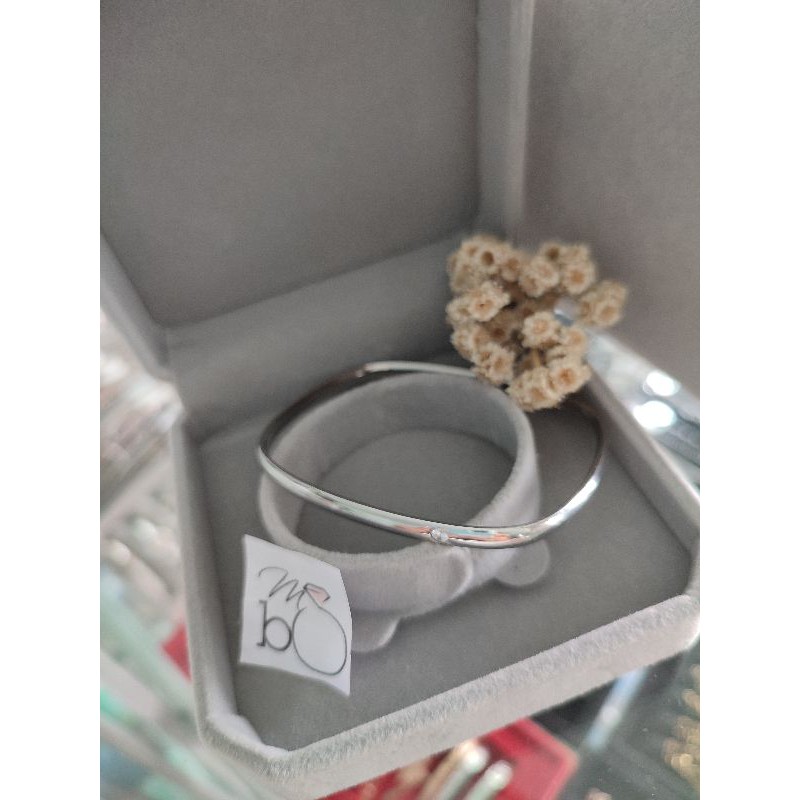 gelang keroncong titanium silver bentuk persegi