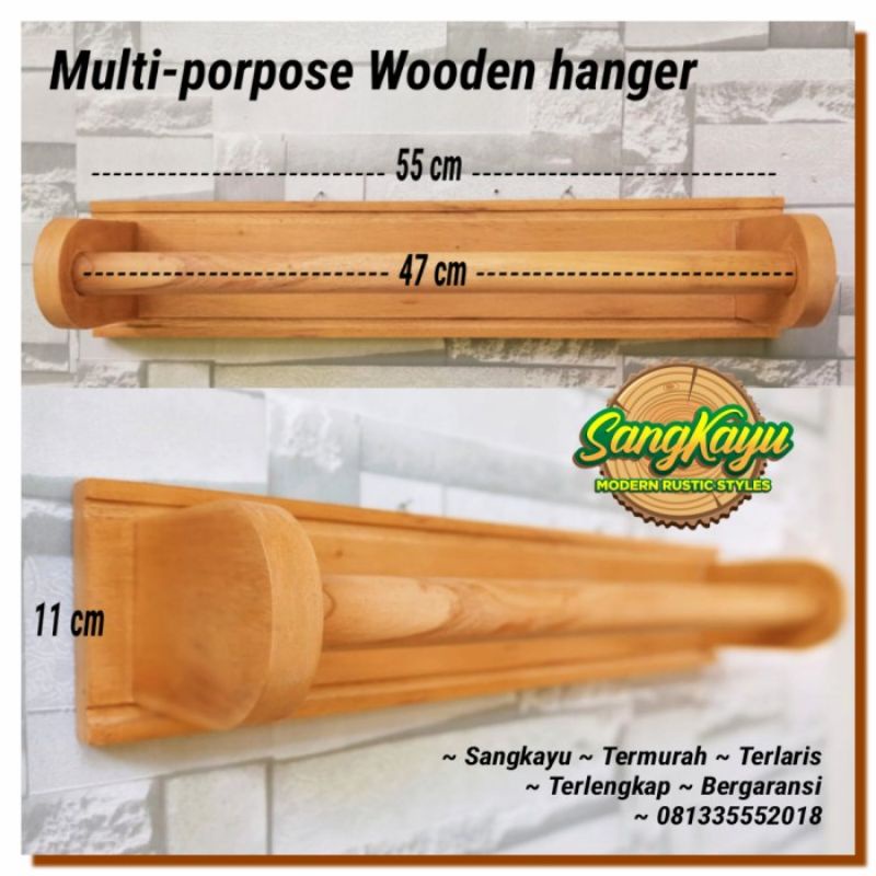 Gantungan handuk dinding gantungan serbaguna Multi-purpose wooden hang