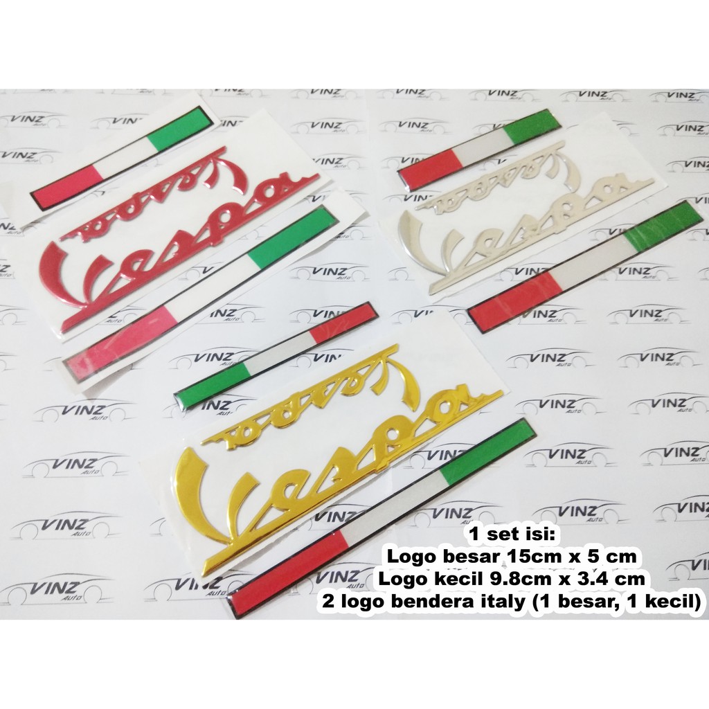 Stiker logo 3D emblem vespa latin timbul LS LX125 150 Sprint GTS