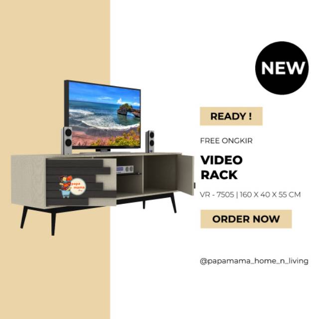 Meja TV VR7505 - Rak TV Minimalis Kaki Expo - Medan Papamama Free Pengantaran Medan Kota