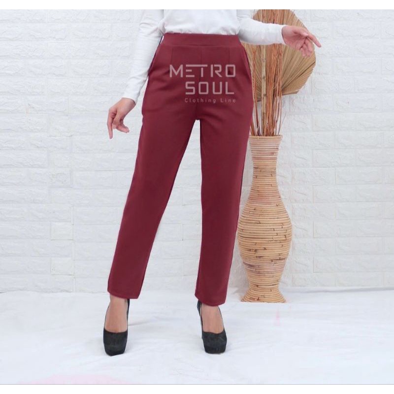 basic celana panjang wanita kasual baggy pants bahan scuba street tebal melar size standar jumbo