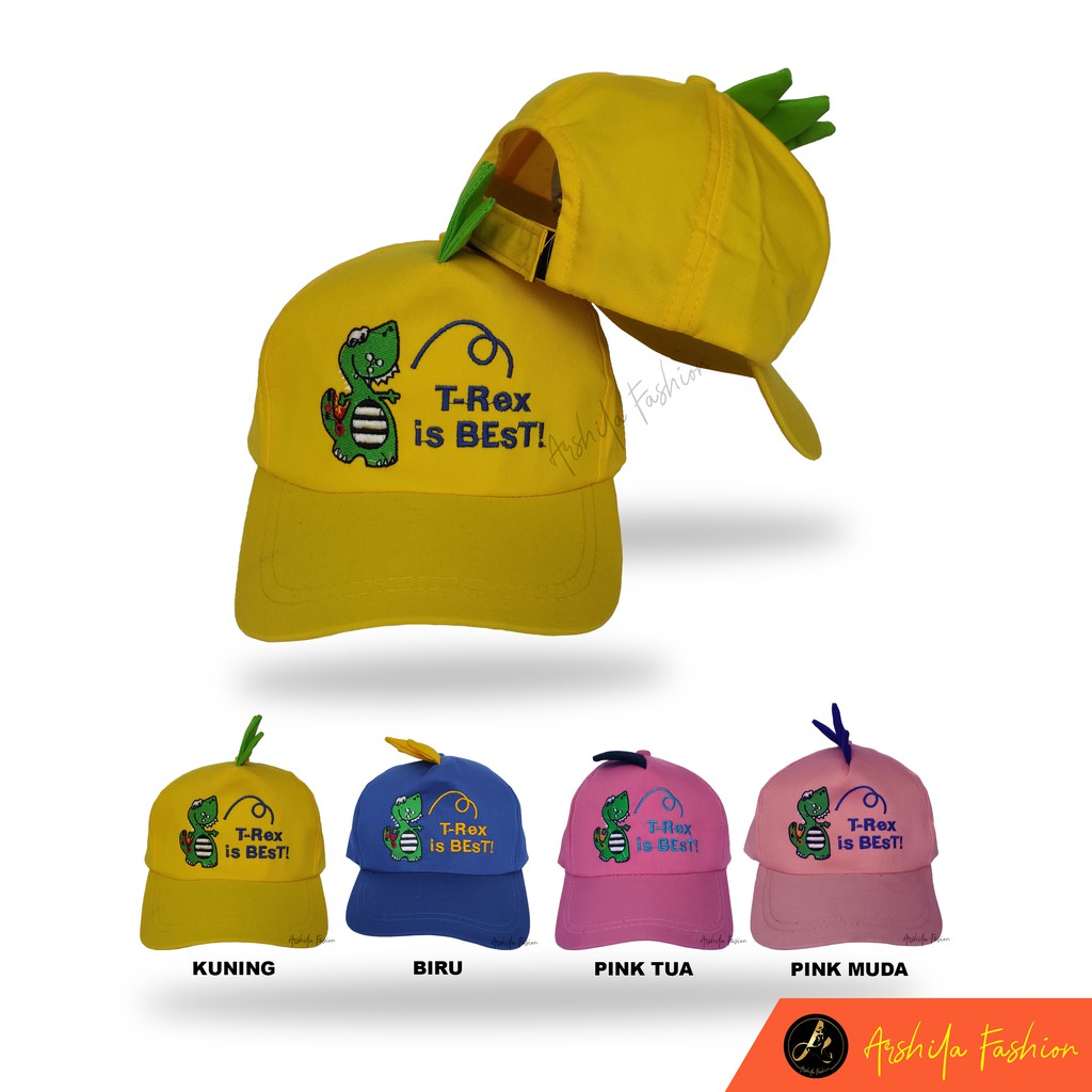 Topi Dino Motif Tyrex / Topi Anak Motif Tyrex / Topi Anak Dinosaurus T-Rex / Arshila_fashion