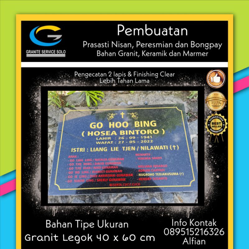 BATU NISAN GRANIT LEGOK UKURAN 40 x 60 cm [BERKUALITAS]