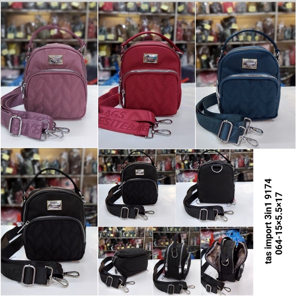 Tas import selempang parasut wanita