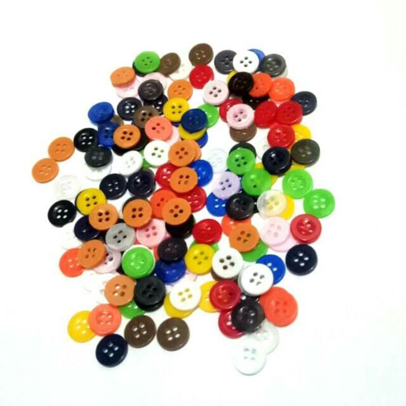 0COD WARNA WARNI (144 PCS) Diameter 11 mm Kancing Kemeja Lubang 4 / Kancing Gepeng Lubang 4