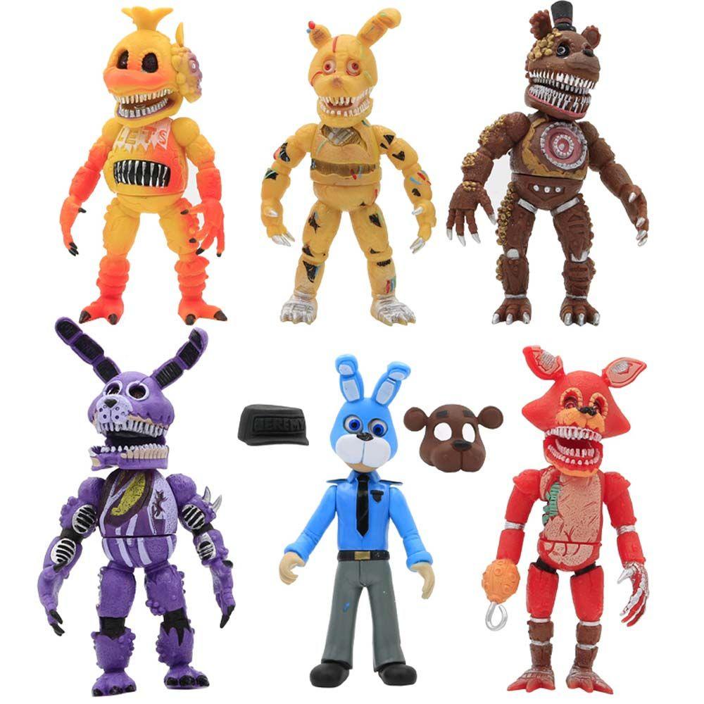 Mxbeauty Lima Malam Di Freddy's FNAF Nightmare PVC Figure Mainan Chica Anime Peripheral Rabbit Freddy Bear Model Kolekte