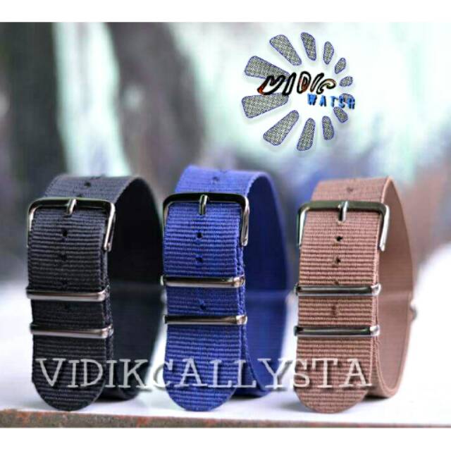 STRAP NATO CANVAS KANVAS 22 MM BUCKLE STAINLESS HITAM / TALI KANVAS JAM TANGAN