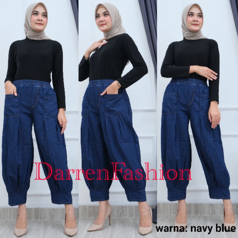 Celana Panjang Baggy Pants Hoppy Jeans Denim Wanita Boyfriend Jumbo Begi Cewek Kekinian