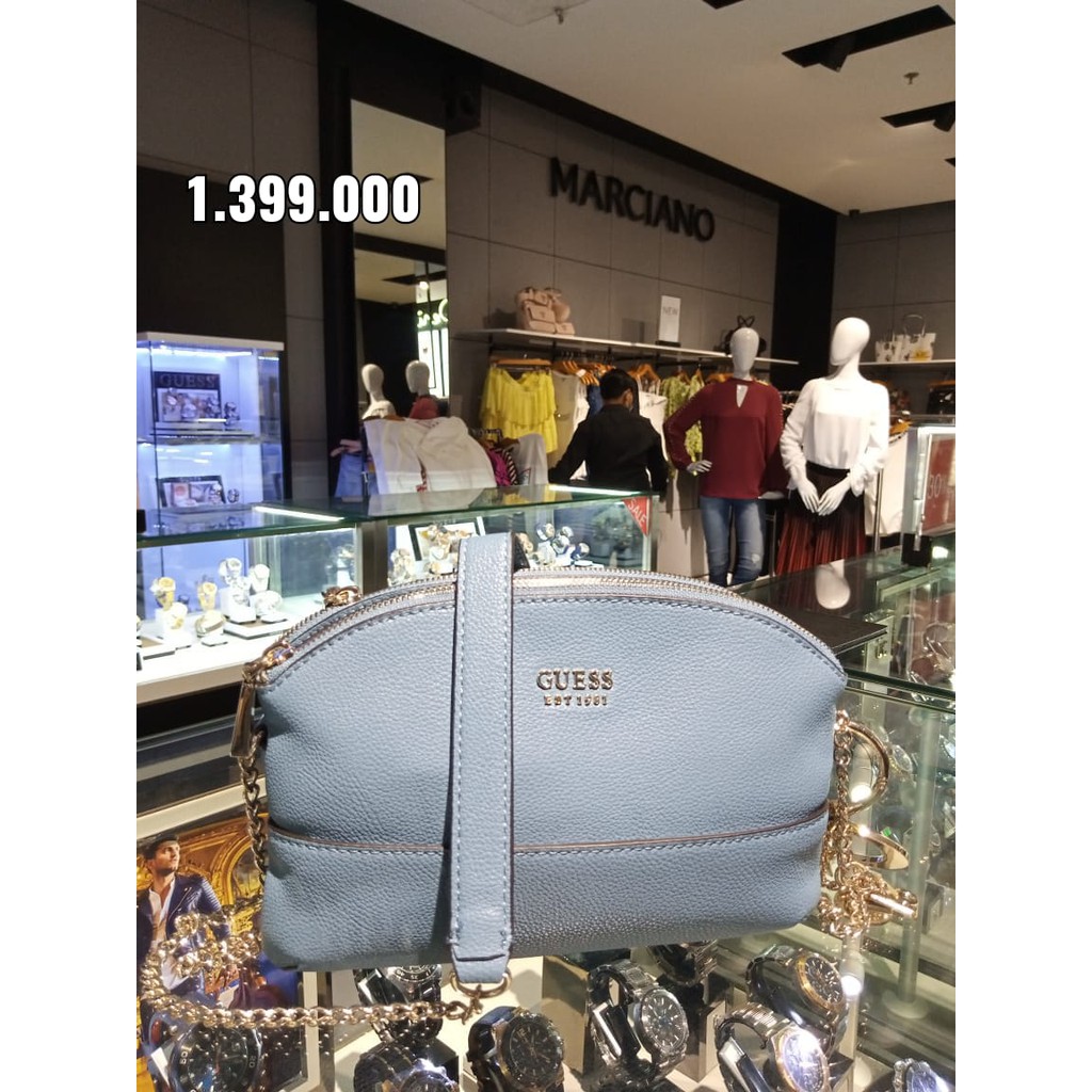Tas Guess model sling bag kombinasi rantai dan kulit cantik langka