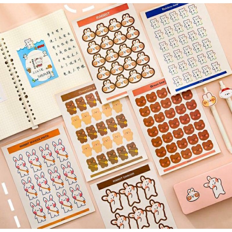 

Stiker Diary 1Pc For Journal/ Stiker Kiss Cut Bear
