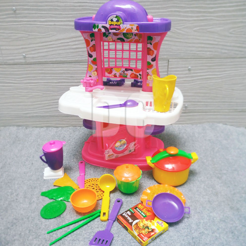 Mainan Anak Dapur Mewah BESAR Set Wastafel Mini Kitchen Set 2in1 / Peralatan Dapur / Masak masakan