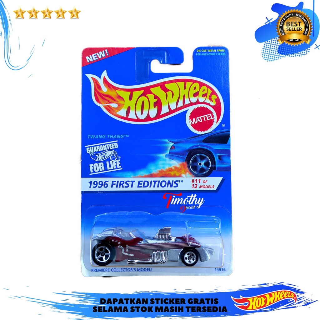 Hot Wheels Blue Card Twang Thang Gitar Merah Timothy Diecast
