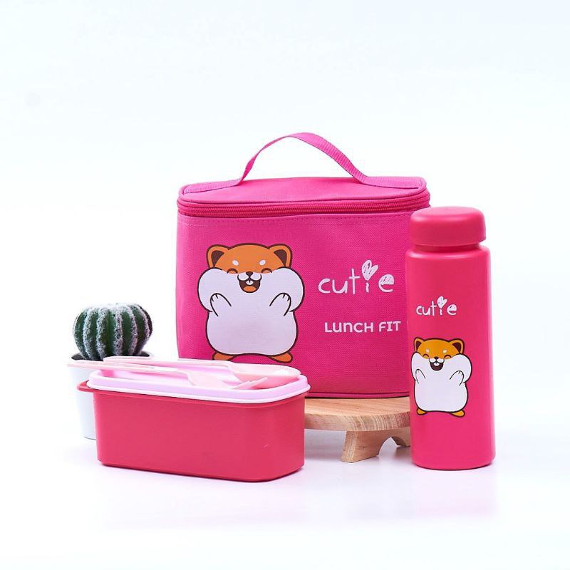 Lunch Box Set Shuga Set Kotak Bekal Makan / 1 Set Kotak Makan Beserta Tas / Tempat Makan LB35