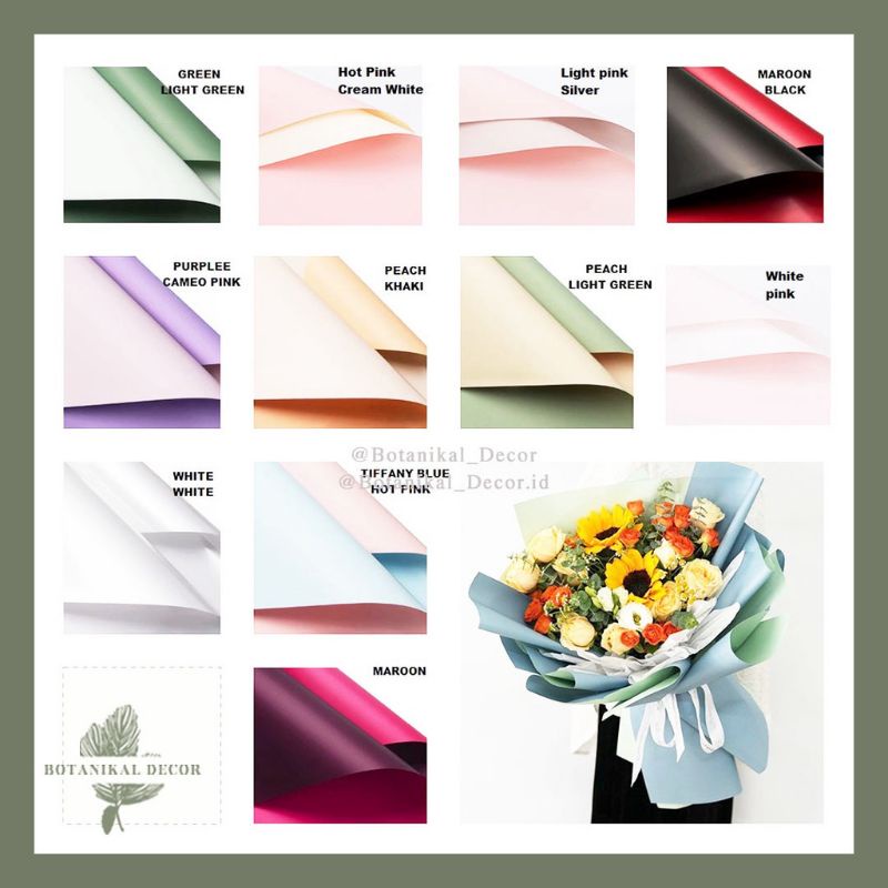 

5 Lembar Kertas buket dua warna wrapping flower bicolour waterproof