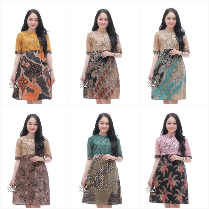 BATIK WANITA TERBARU DRESS BROKAT BATIK MODERN