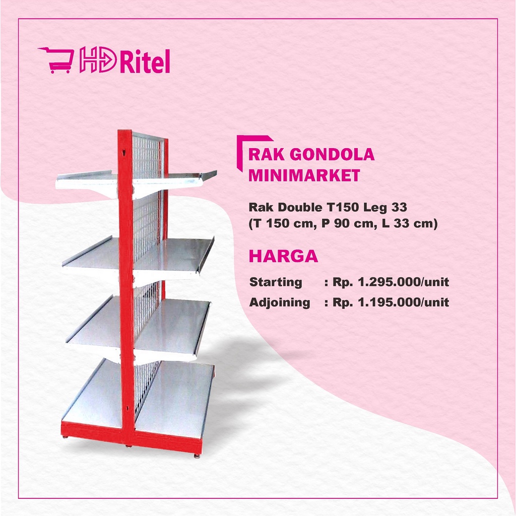 Rak Gondola Minimarket Double T 150 Leg 35 Atas 30 Type A3 Rak Snack Tempat Penyimpanan Barang - Hdr