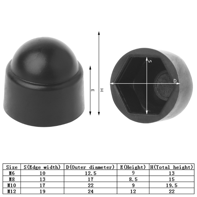 Btsg 10Pcs Cover Pelindung Mur Baut M6 M8 M10 M12 Bentuk Hexagon Bahan Plastik