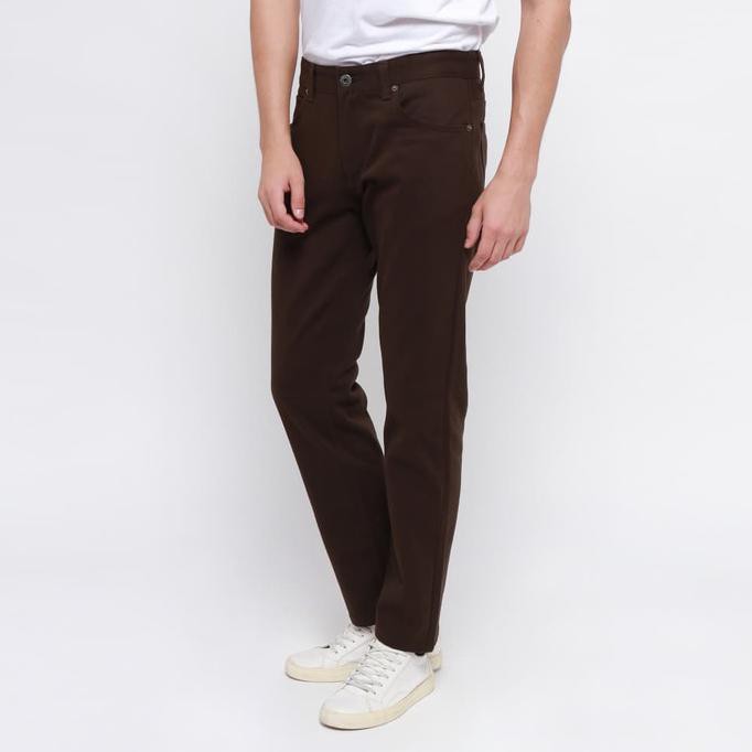 New Product Edwin Celana Jeans Milan-018 Regular Fit Pria Panjang Brown - Cokelat Tua, 28 Free