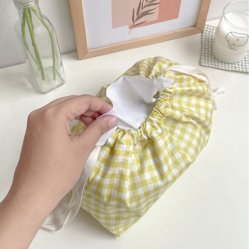 Tempat tissue gingham / Pouch serut korea aesthetic