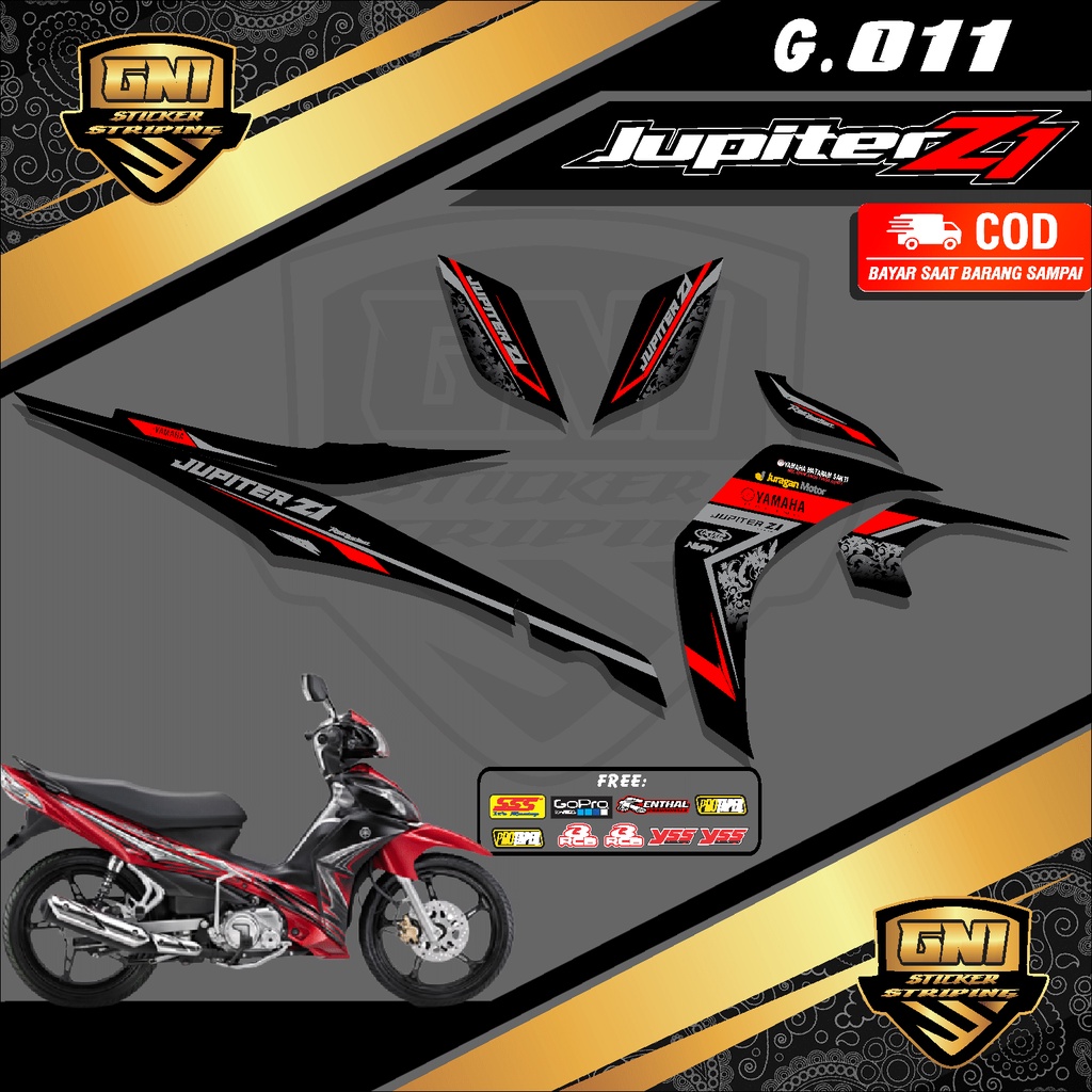 (BISA COD) Sticker Striping Semifull Yamaha Jupiter Z1 Sticker Lis Variasi Desain Grafis Bunga Keren