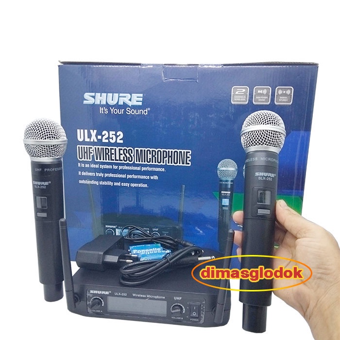 Mic Wirles Werles SHURE ULX252 Wireless Box Koper 2 Mik Genggam Tanpa Kabel Mikropon Mikrofon