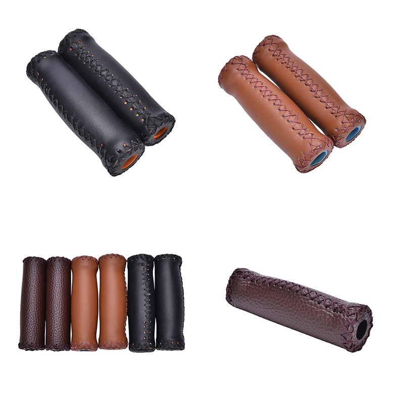 {LUCKID}Vintage Artificial Leather Cycling MTB Road Mountain Bike Handlebar Grip